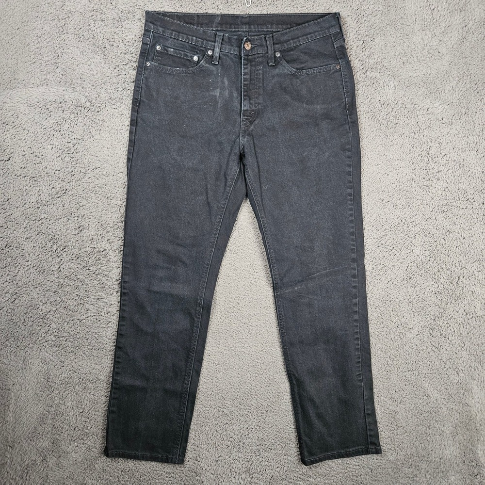 Levis Slim Fit Jeans‎ Mens 34x32 Black Stretch Denim Dark Wash